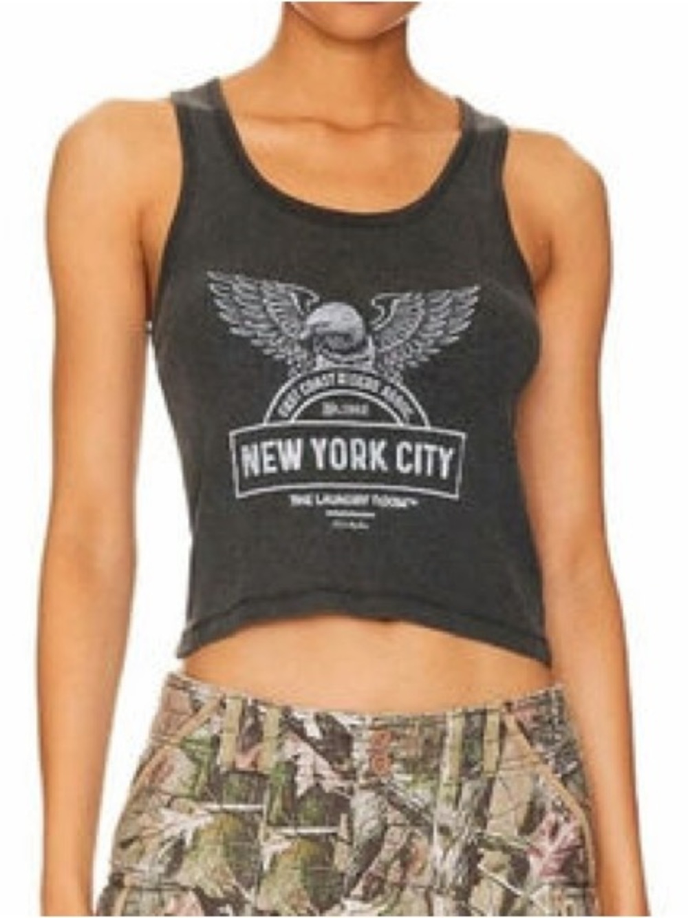 Dark grey New York City Graphic Crop Tank Top